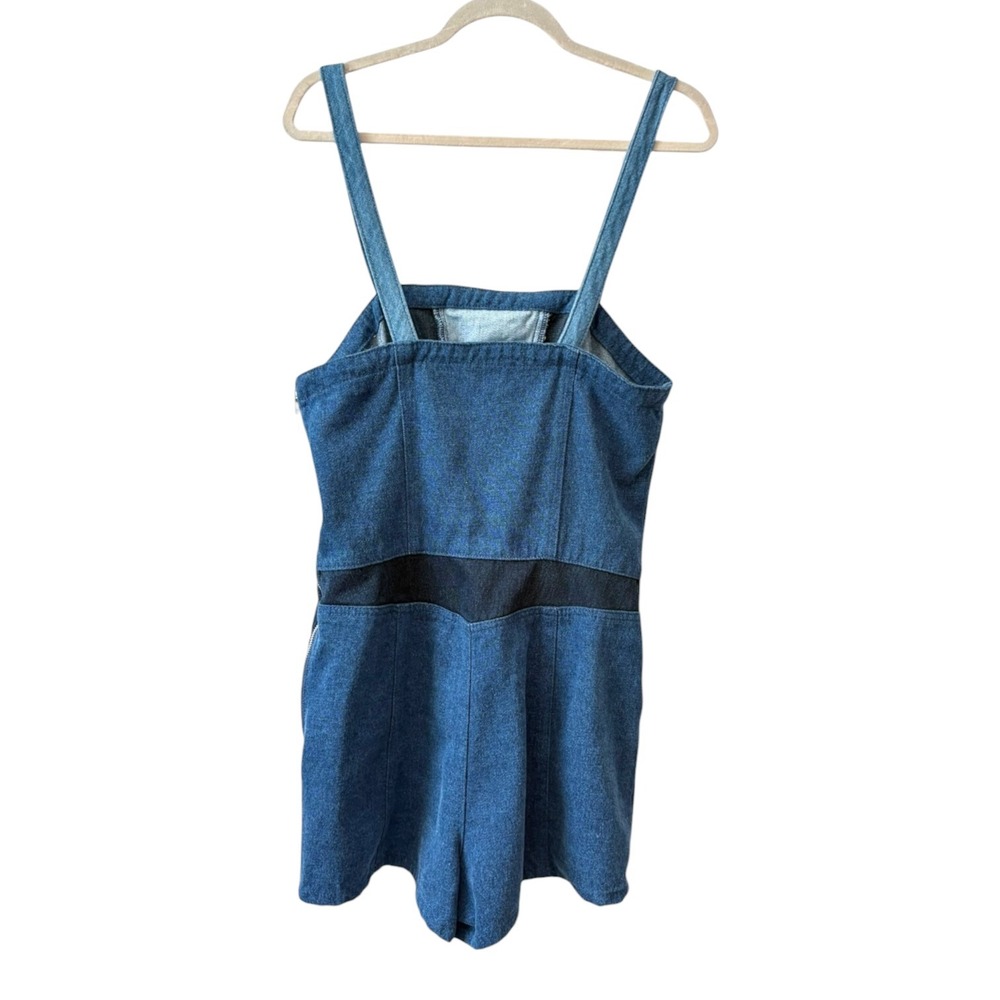 Blank NYC Mixed Emotions Colorblock Denim Romper Blue Sunburst Size 29 - Picture 8 of 8